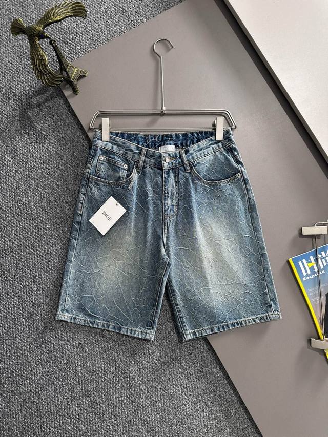 Dior 2025 summer new jeans shorts, made of imported Japanese Denim plain cotton