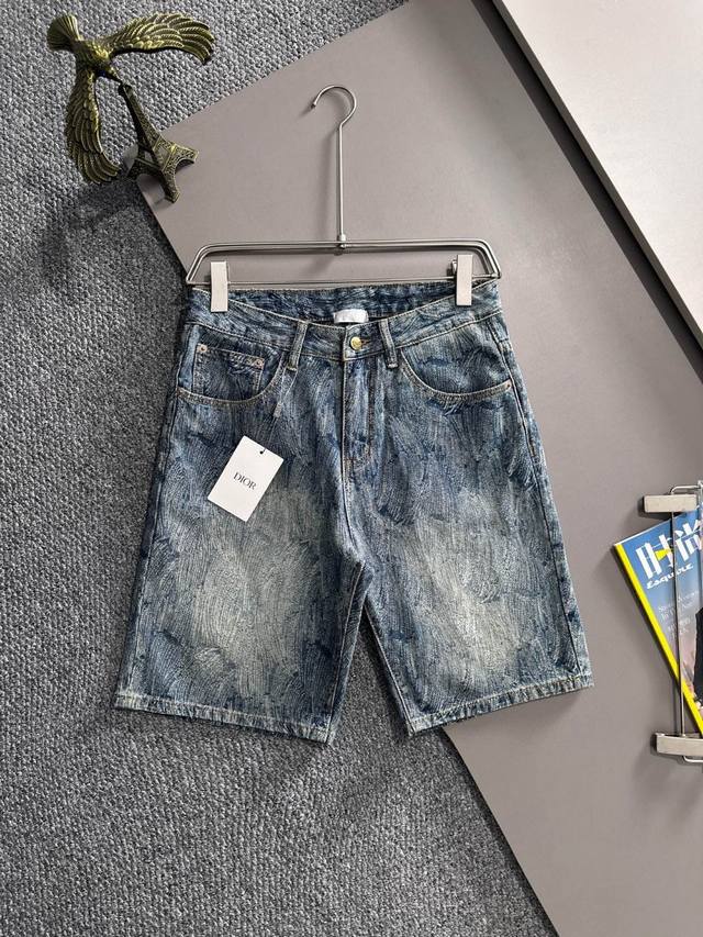 Fendi 2025 summer new jeans denim shorts, made of imported Japanese Denim plain