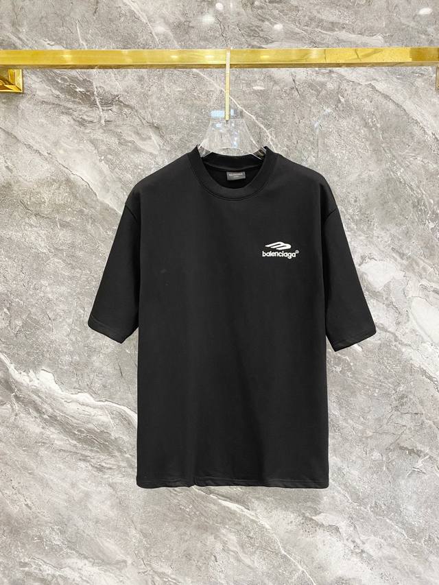 Balenciaga 25Ss new embroidered letter short sleeves 270g fabric heavy craftsman