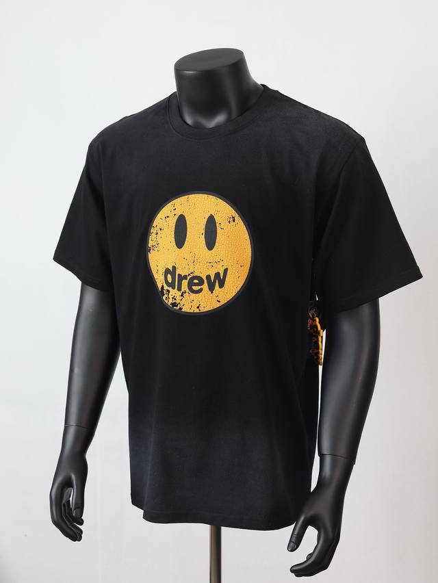 Style No. [D3] Drew House washed, old, cracked, smiley face print, short sleeve,