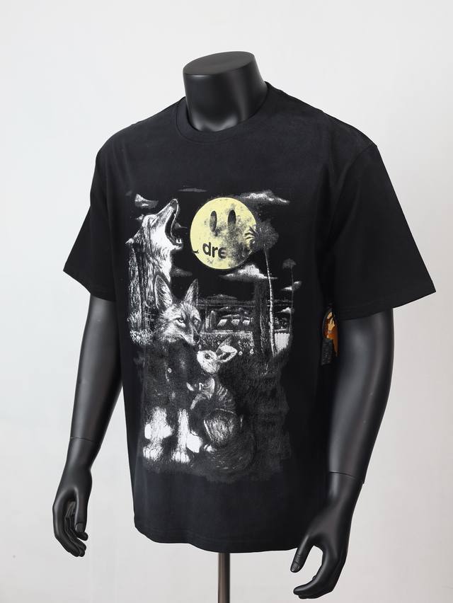Style No. [D2] Drew House Hungry Wolf Full Moon Distressed Smiley Face Print Sho