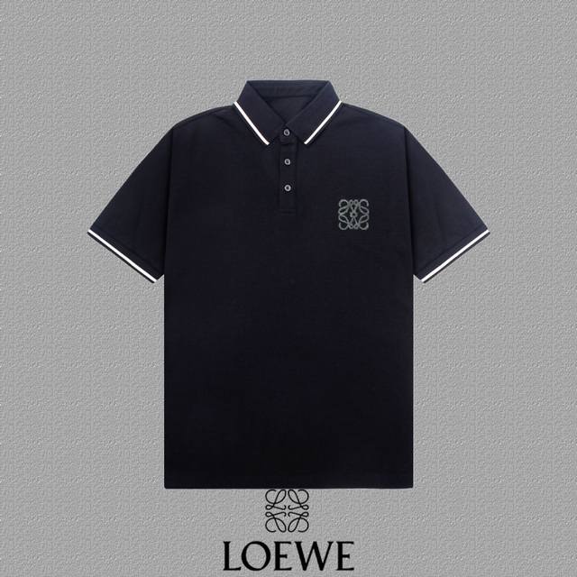Loewe] 2025Fw short-sleeved lapel polo shirt Color: black white Size: S-Xxl
