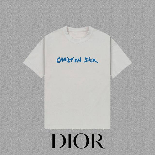 Dior] 2025Fw short-sleeved T-shirt flocked logo high-end 26S double yarn 300g fa