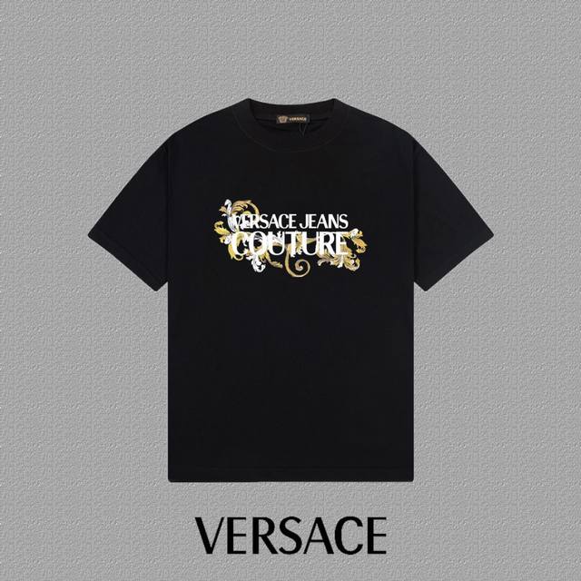 Versace 2025Fw short-sleeved T-shirt with logo printing High-end 226S double yar