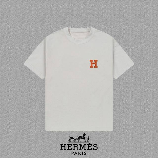 Hermes] 2025Fw short-sleeved T-shirt with badge Logo High-end 26S double yarn 30