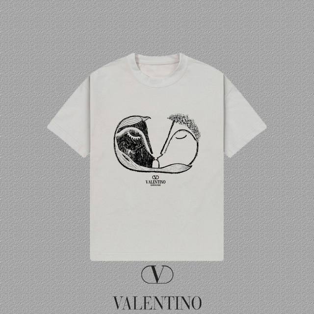 Valentino Fw short-sleeved T-shirt with letter logo printing High-end 26S double