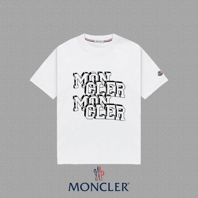 Moncler 2025Fw short-sleeved T-shirt with badge + logo printing High-end 26S dou