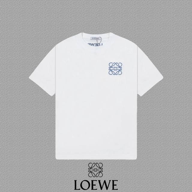 Loewe 2025Fw short-sleeved T-shirt with arch embroidery and hollow embroidery. H