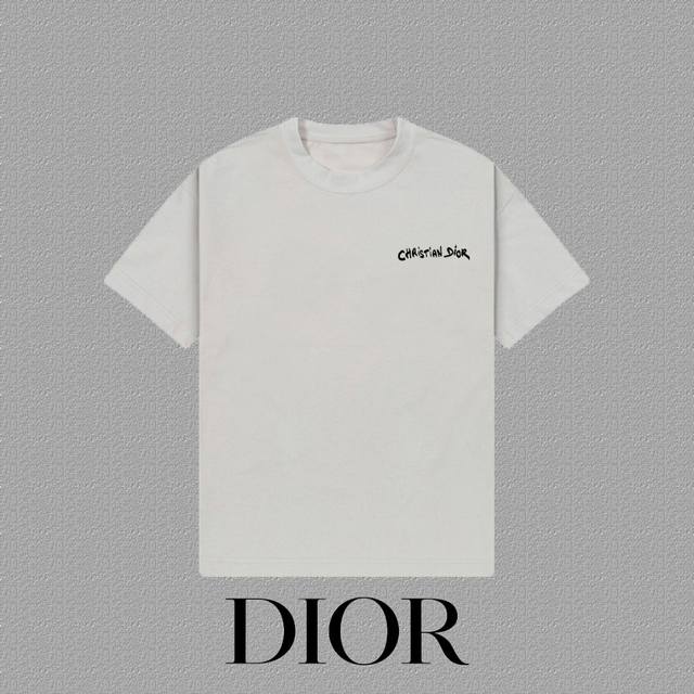 Dior] 2025Fw short-sleeved T-shirt embroidery high-end 26S double yarn 300g fabr