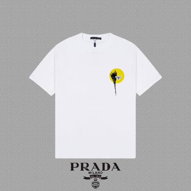 Prada 2025Fw short-sleeved T-shirt badge + logo printing high-end 26S double yar