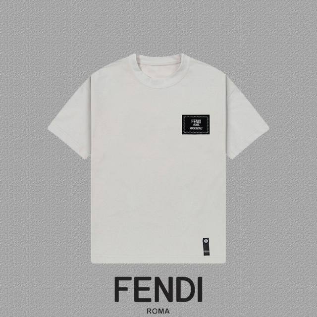 Fendi [ 2025Fw short-sleeved T-shirt with badge logo High-end 26S double yarn 30