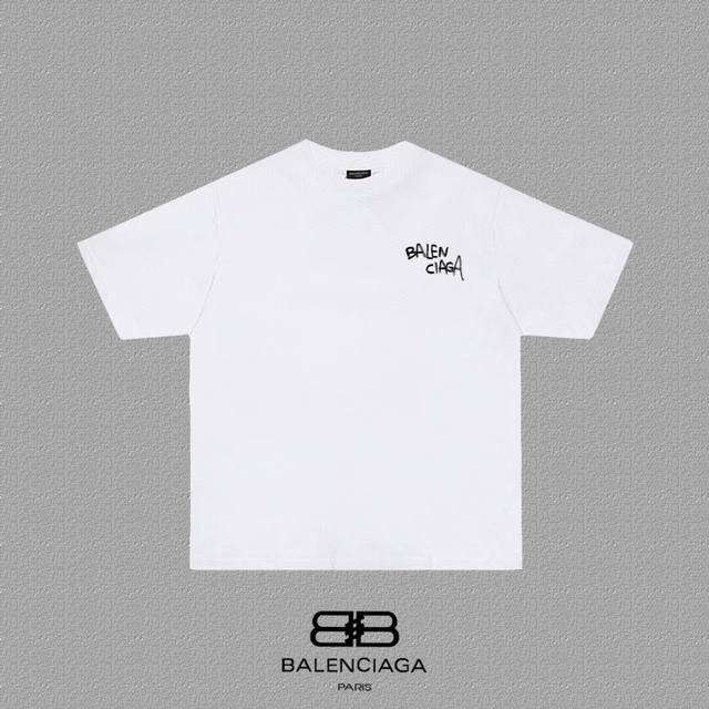 Balenciaga Paris letter print short-sleeved T-shirt Custom-woven and dyed 280g c