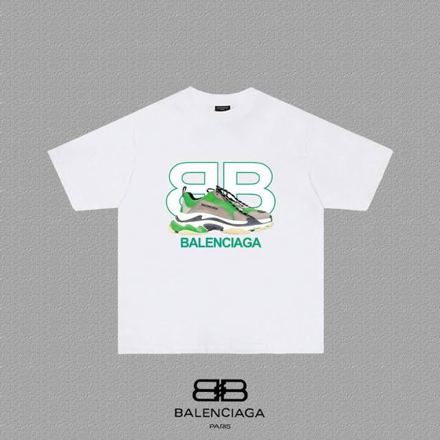 Balenciaga Paris Bb reverse letter shoe print short sleeve T-shirt Custom woven