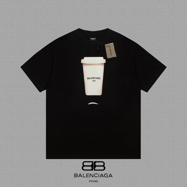 Balenciaga Paris plastic cup pattern letter print short sleeve T-shirt Custom wo