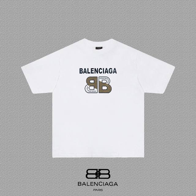 Balenciaga Paris flocking + patch letter print short-sleeved T-shirt Custom-wove