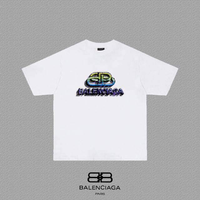 Balenciaga Paris lock letter print short sleeve T-shirt Custom woven and dyed 28