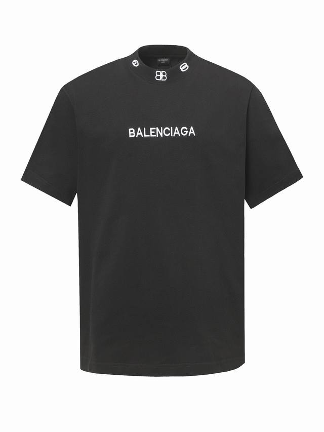 Balenciaga short-sleeved T-shirt with embroidered logo on the neckline The loose