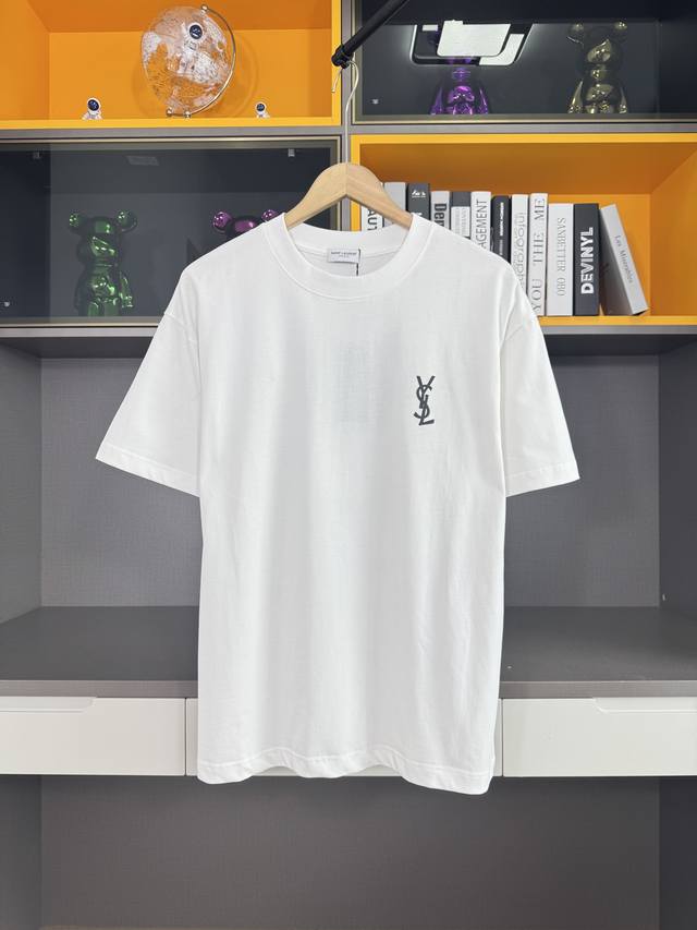 Saint Laurent Slp Saint Laurent 2025 new embroidered Logo short-sleeved T-shirt