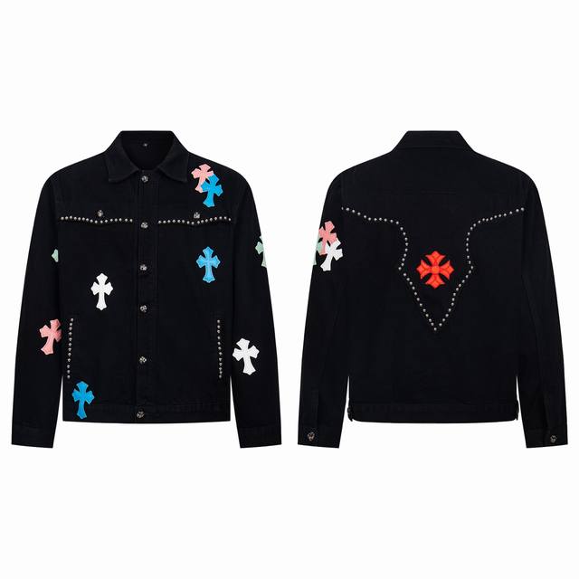 Chrome Hearts Chrome Hearts Riveted Heavy Duty Denim Jacket The same cross-print