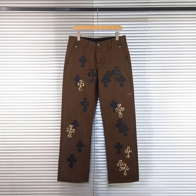 Chrome Hearts | Chrome Hearts Khaki Casual Cross Leather Jeans - The new Chrome