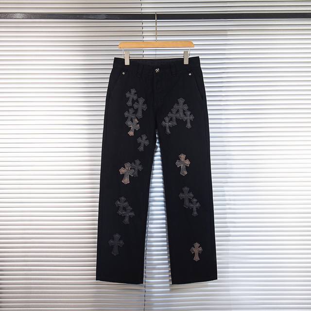 Chrome Hearts | Chrome Hearts Black and Brown Camouflage Cross Leather Jeans - T