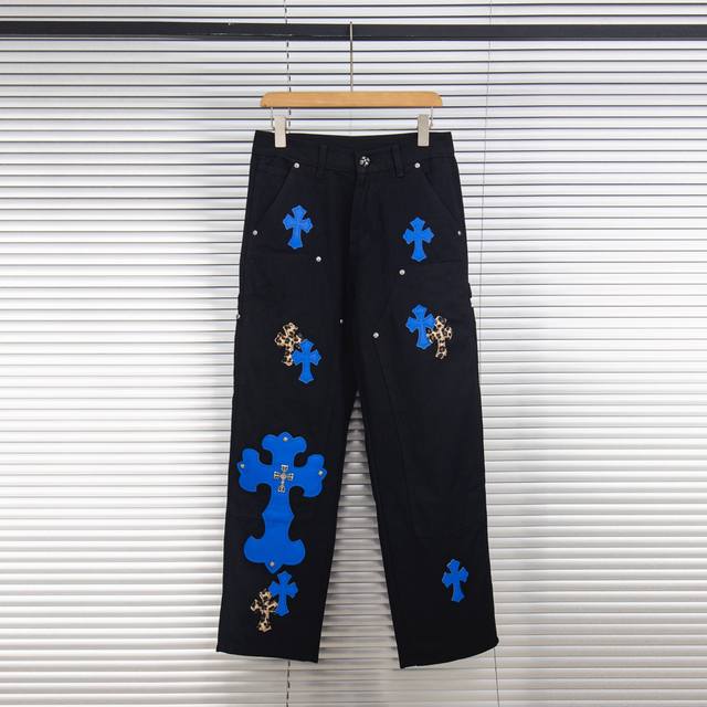 Chrome Hearts 2025 new lumberjack blue logo blue leopard cross leather couple wa