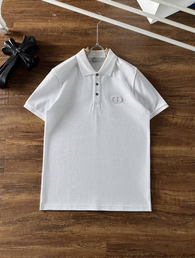 Dior Cd 2025Ss summer new letter logo embroidered Logo men's lapel Polo shirt! C