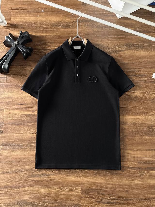 Dior Cd 2025Ss summer new letter logo embroidered Logo men's lapel Polo shirt! C