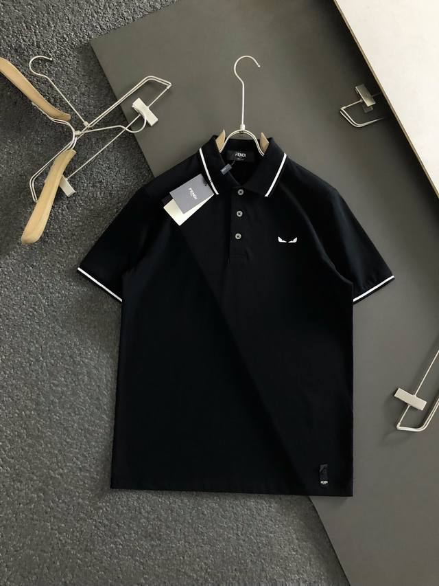 Fendi 2025Ss new summer logo men's lapel Polo shirt! A classic business men's st