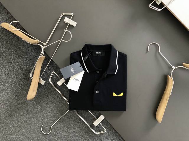 XP Fe Fendi 2025Ss new summer letter logo embroidered Logo men's lapel Polo shir