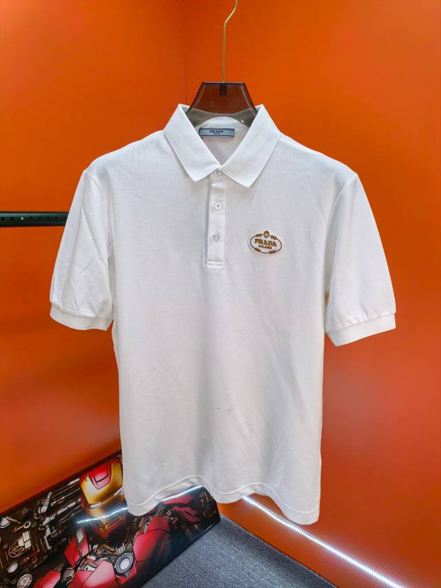 Prada 2025Ss new summer logo men's lapel Polo shirt! Classic business men's styl