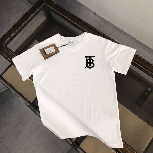 Burberry classic round neck short-sleeved T-shirt, classic logo badge print, loo