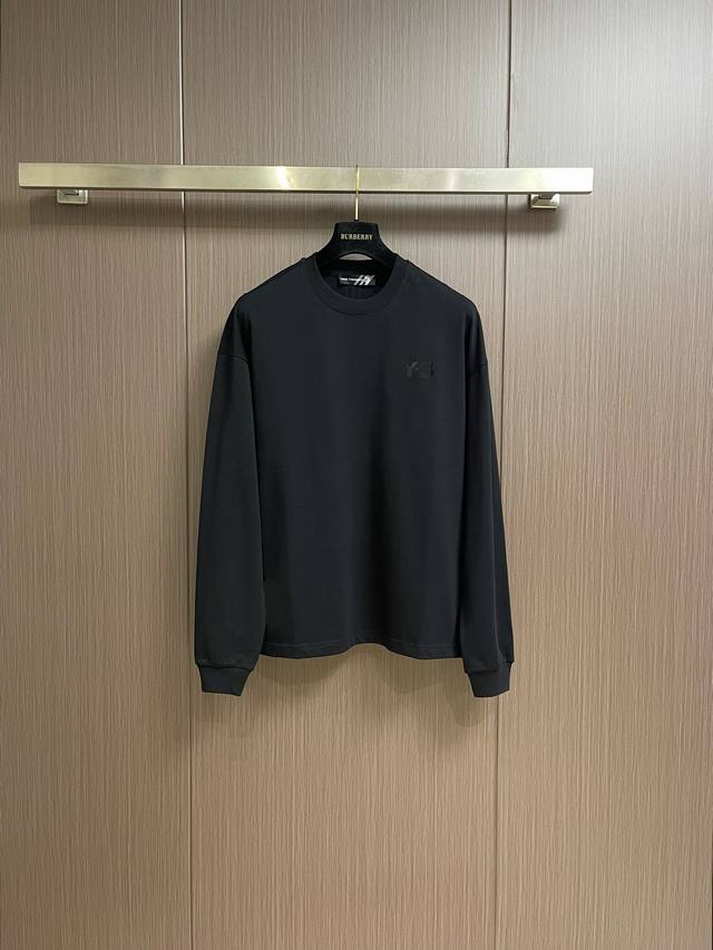 Y3 round neck sweatshirt with embossed printed logo, customized quality double-s