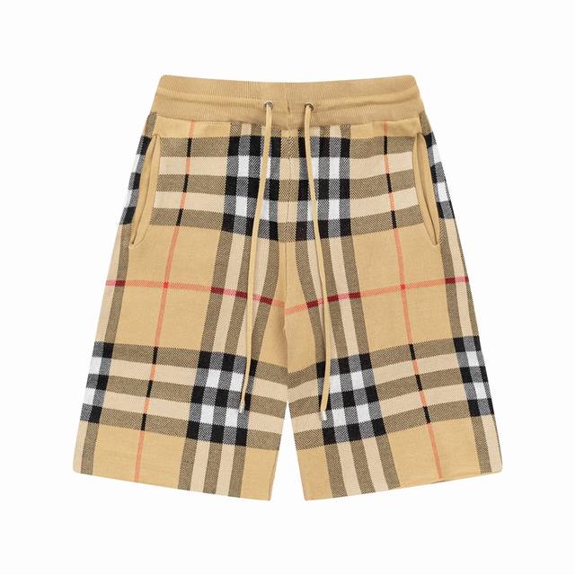 Burberry classic Ss new knitted shorts, custom fabrics use wafer cloth weaving,