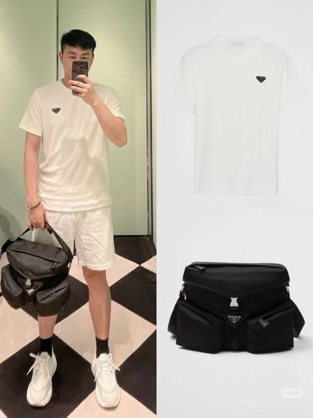 Prada. Prada 25 spring and summer classic enameled triangle metal logo short-sle