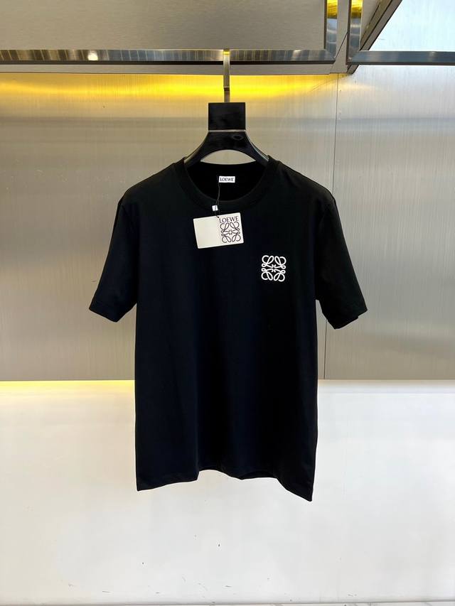 Loewe, 2025 Spring and Summer new product series, round neck embroidered short-s
