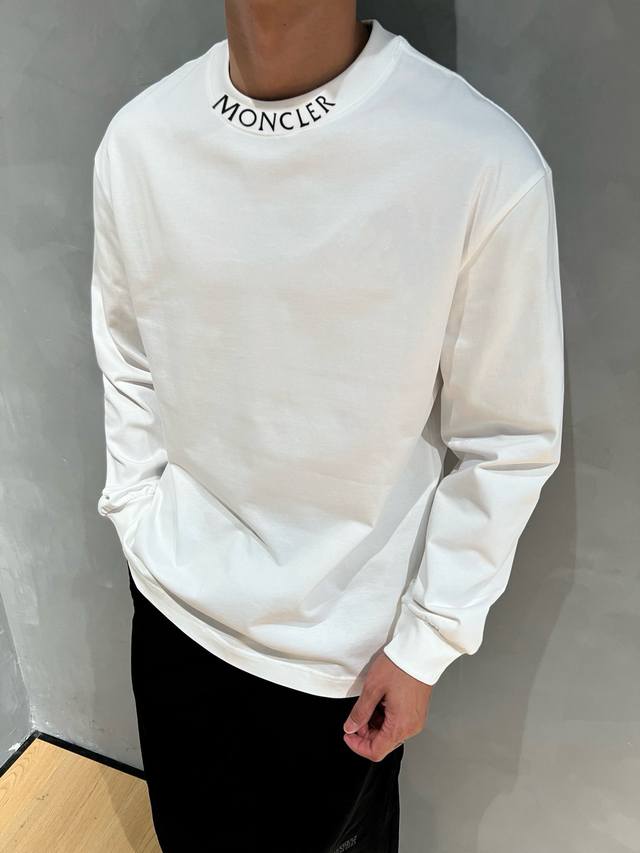 Moncler's new long-sleeved T-shirt is super nice! Chest logo high-end offset pri