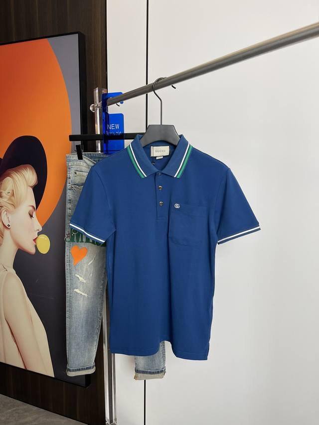 Gucci new men's Polo short sleeves, the overall design is fashionable and versat