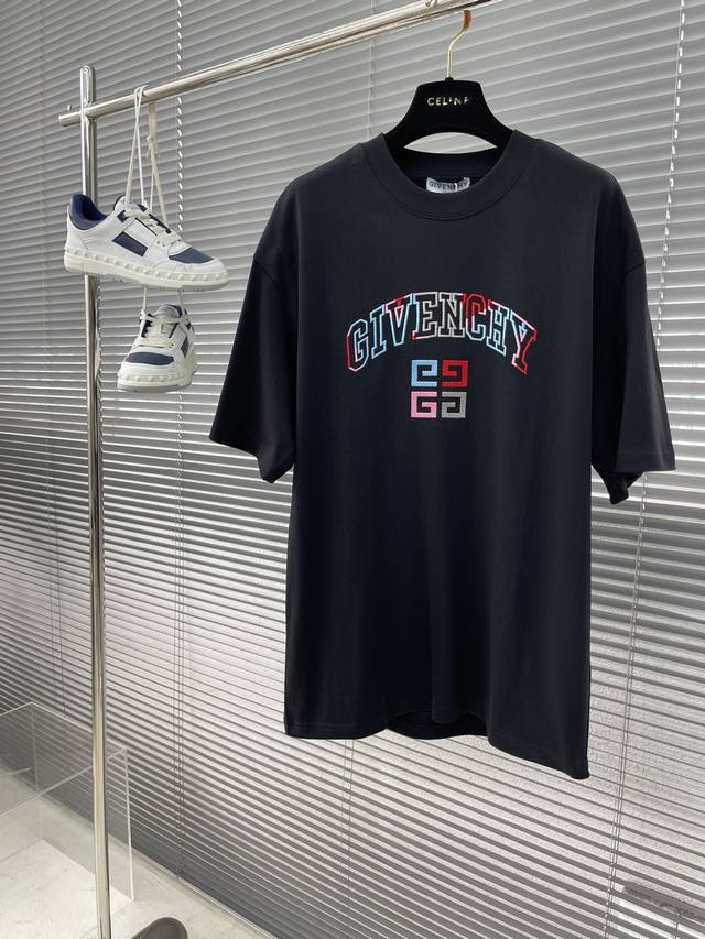 Gvc rainbow letter logo T-shirt Customized imported double-strand pure cotton fa