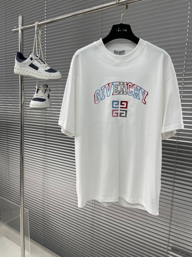Gvc rainbow letter logo T-shirt Customized imported double-strand pure cotton fa