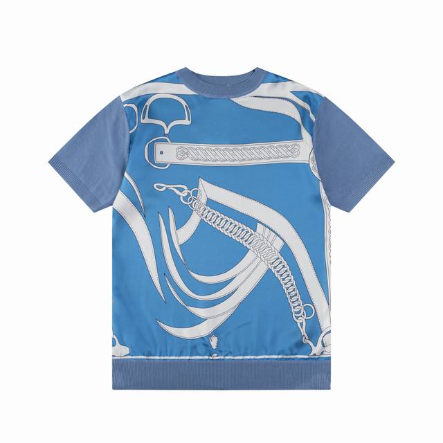 Hermes Hermes sweater round neck short sleeves Upgraded, inspired by the 1980s r