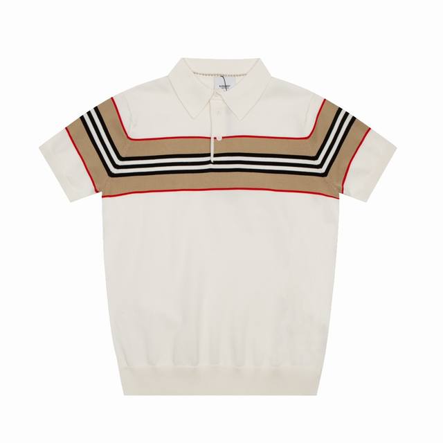 Bbr Burberry Ss new spring and summer knitted elastic lapel T-shirt, men's fashi