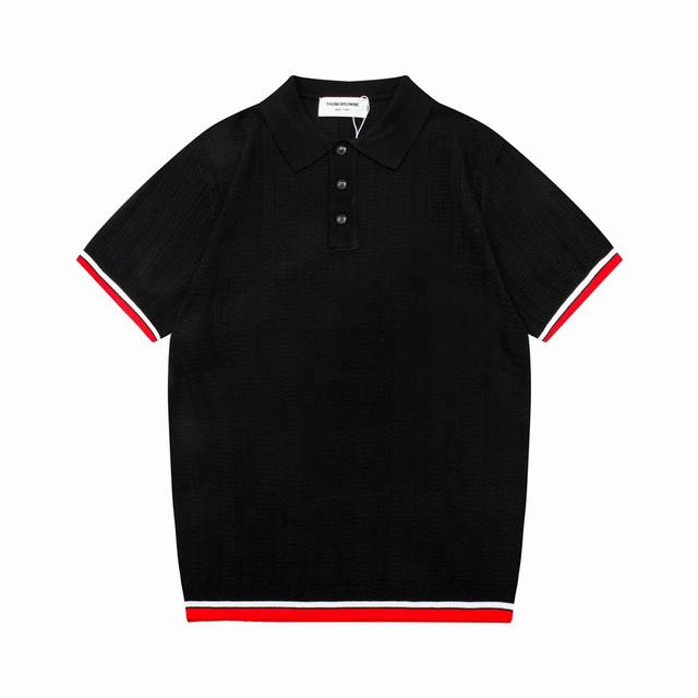 Thom Browne colorblock knitted Olo shirt Upgraded, inspired by the retro style o