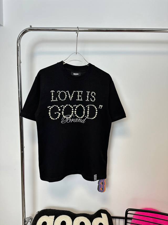 Style number: Hmy89# Goodbrand pearl orange button embroidered short-sleeved T-s