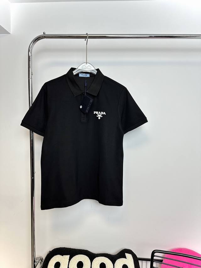 Style number: Hmy96# Prada classic logo leather label Polo shirt short sleeve T-