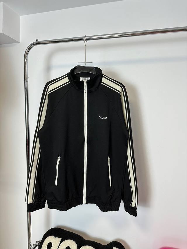 Style number: Hmy54# Celine small logo embroidery ribbon stand collar jacket Fab