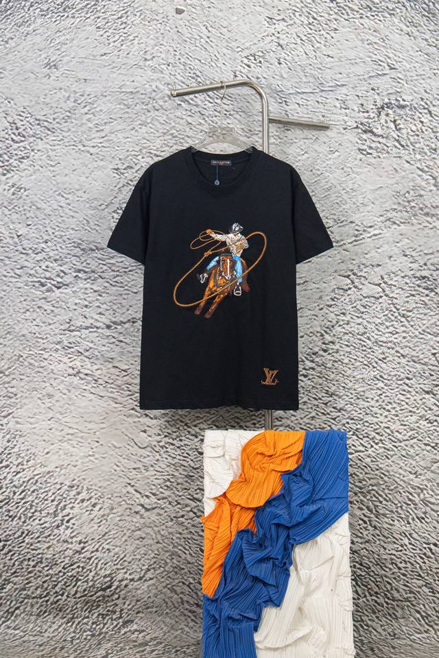Style: Y116 Louis Vuitton Western denim heavy-duty full embroidery short-sleeved