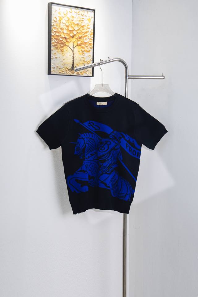 Style: Y178 New Burberry blue warhorse knitted short sleeves for men and women -