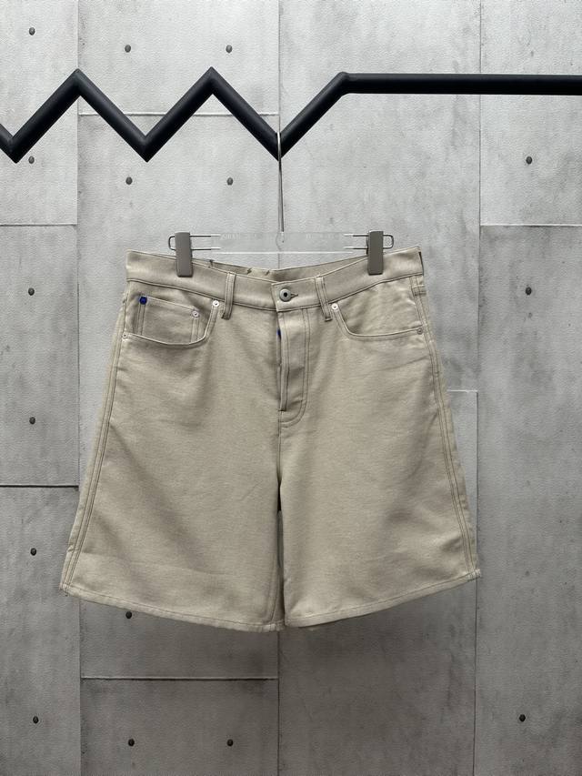 Burberry 2025Ss new twill cotton warhorse logo denim shorts Washing process crea