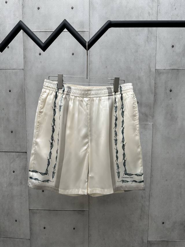 Dior 2025Ss new silk twill lily of the valley print shorts Size: 46 48 50 52